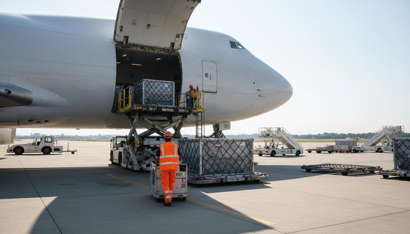 Cargo being unloaded from aircraft